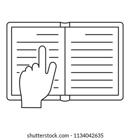 Read book icon. Outline read book vector icon for web design isolated on white background