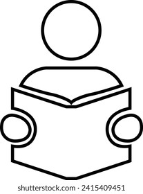 Read book icon. Person reading book vector. Education concept activities of education, learning, reading book, course and training, back to school. Reader symbol, isolated on transparent background.