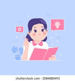 read a book idea concept illustration background