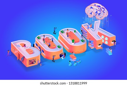 Read Book Library Motivation Typography Banner. People Study History Literature in Public University. Academic Student Learning Online Education Culture Isometric 3d Vector Illustration