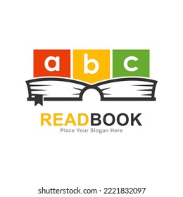 Read book logo vector design. Suitable for business, education, kid and font logotype