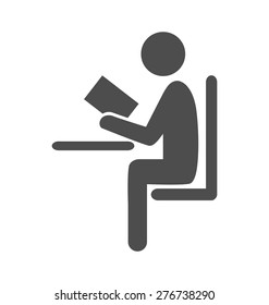 Read book man flat icon pictogram isolated on white background