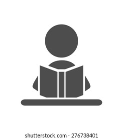 Read book man flat icon pictogram isolated on white background