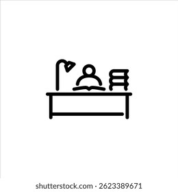 read a book outline icon. figure study line art illustration.
