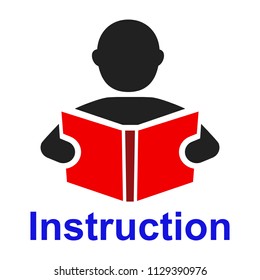 Мan Read A Book Simple Icon. Education Symbol. Instruction Manual Icon – Vector