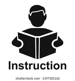 Мan read a book simple icon. Education symbol. Instruction manual icon – for stock