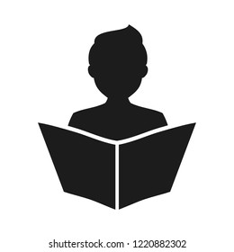 Мan read a book simple icon. Education symbol. Instruction manual icon – vector for stock