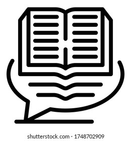 Read book translator icon. Outline read book translator vector icon for web design isolated on white background