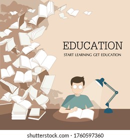 Leer el concepto de libros. Educación, Biblioteca.
