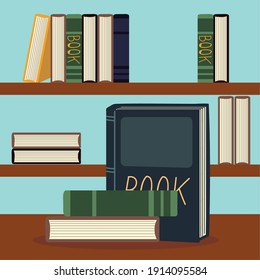 read books education literature bookstore shelves vector illustration