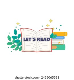 let’s read books, vector illustration