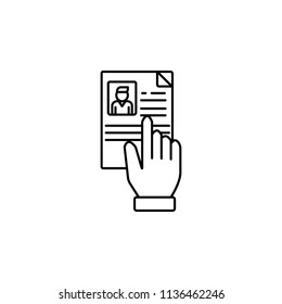 read CV. Element of job interview icon for mobile concept and web apps. Thin line read CV can be used for web and mobile