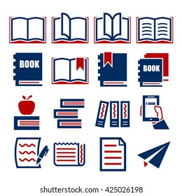 read, dictionary, book icon set