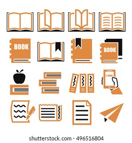 read, dictionary, book icon set