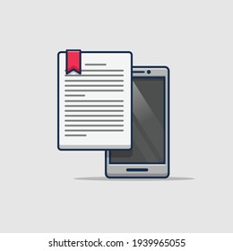 read ebook pages or digital notebooks on your cell phone. flat cartoon style