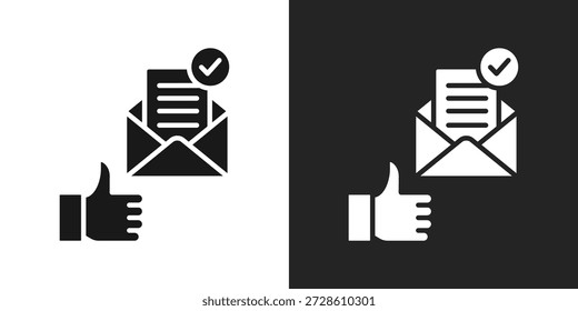 Leer Icono de correo electrónico en estilo de glifo blanco y negro