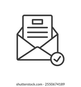 Read email, icon in line design. Read, email, opened, message, communication, checked, inbox on white background vector. Read email editable stroke icon