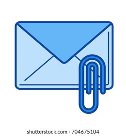 Read email vector line icon isolated on white background. Read email line icon for infographic, website or app. Blue icon designed on a grid system.