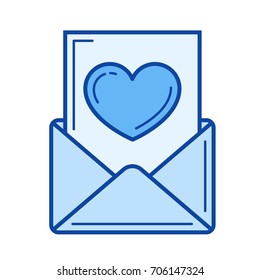 Read email vector line icon isolated on white background. Read email line icon for infographic, website or app. Blue icon designed on a grid system.