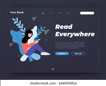 Leer los diseños de plantillas de la página web de aterrizaje por todas partes. Conceptos de ilustración vectorial del diseño de páginas web para el desarrollo de sitios web y móviles. Fácil de editar y personalizar.