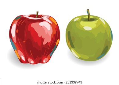 Read and Green apple