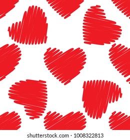 Read grunge heart seamless pattern for wedding or Valentines Day