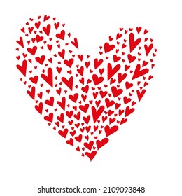 A read heart on the white background. Vector illustration of hearts for saint Valentines day. Illustration for gift cards.