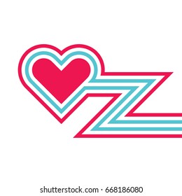 Read heart symbol and colored lines - vector concept illustration. Graphic design element. 