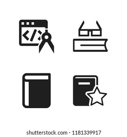 read icon. 4 read vector icons set. book, reading glasses and favorite book icons for web and design about read theme