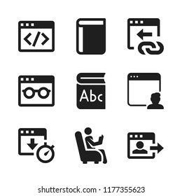 read icon. 9 read vector icons set. book, reading and browser icons for web and design about read theme