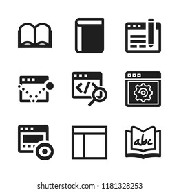 read icon. 9 read vector icons set. open book icon, browser and alphabet book icons for web and design about read theme