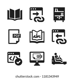 read icon. 9 read vector icons set. pdf document, browser and book icons for web and design about read theme