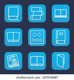 Read icon. set of 9 outline read icons such as book, magazine