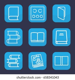 Read icon. set of 9 outline read icons such as book, magazine