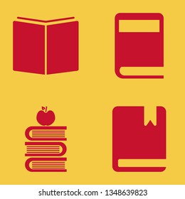 read icon set with book, books and apple and open book vector illustration