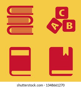 read icon set with book, books and abc cubes vector illustration