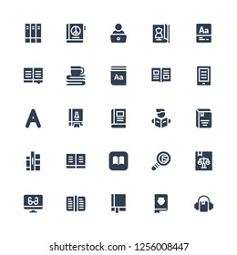 read icon set. Collection of 25 filled read icons included Audiobook, Book, Manual, Reading mode, Search mail, Ibooks, Books, Reading, Science book, Vocabulary, Ebook, Dictionary