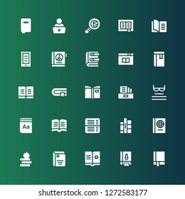 read icon set. Collection of 25 filled read icons included Manual, Science book, Ebook, Book, Books, Read, Dictionary, Literature, Search mail