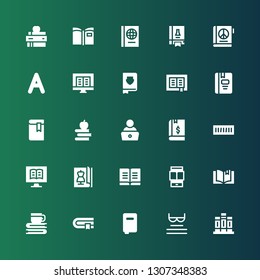 read icon set. Collection of 25 filled read icons included Books, Read, Book, Ereader, Magazine, Ebook, Book shelf, Vocabulary, Science book