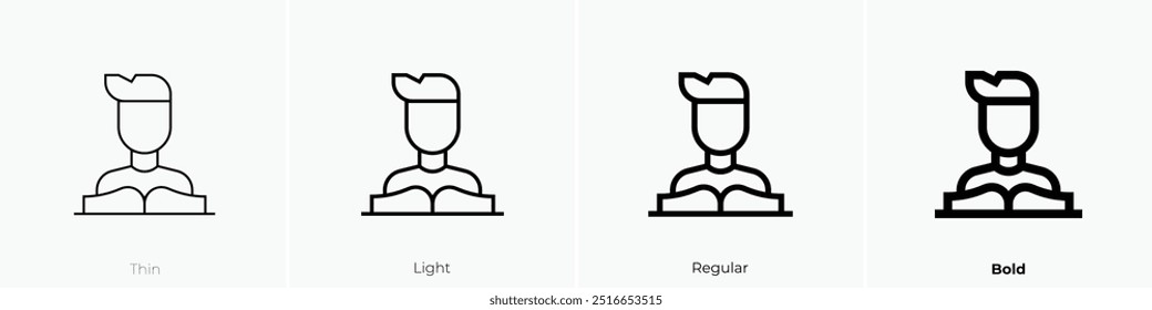 read icon. Thin, Light Regular And Bold style design isolated on white background