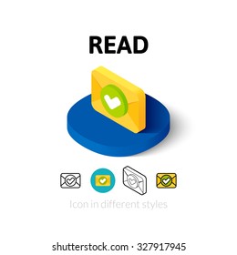Read icon, vector symbol in flat, outline and isometric style