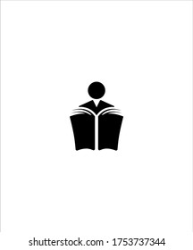 icono de lectura,man con icono de libro,mejor icono plano vector.