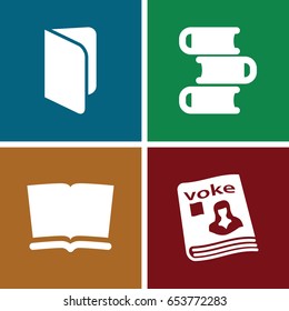 Read icons set. set of 4 read filled icons such as magazine