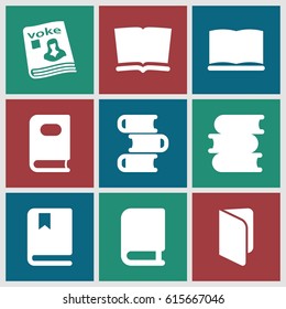 Read icons set. set of 9 read filled icons such as book