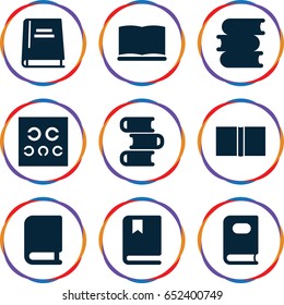 Read icons set. set of 9 read filled icons such as book