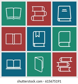 Read icons set. set of 9 read outline icons such as 