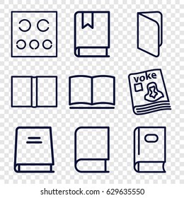Read icons set. set of 9 read outline icons such as book, magazine