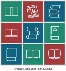 Read icons set. set of 9 read outline icons such as book