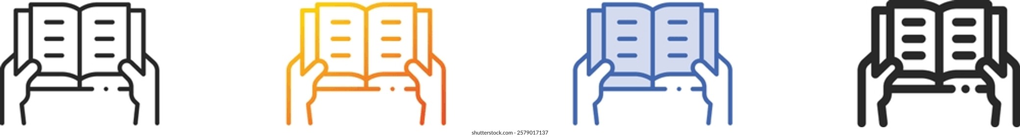 read icon.Thin Linear, Gradient, Blue Stroke and bold Style Design Isolated On White Background