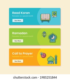 read koran ramadan call to prayer for banner template with dashed line style